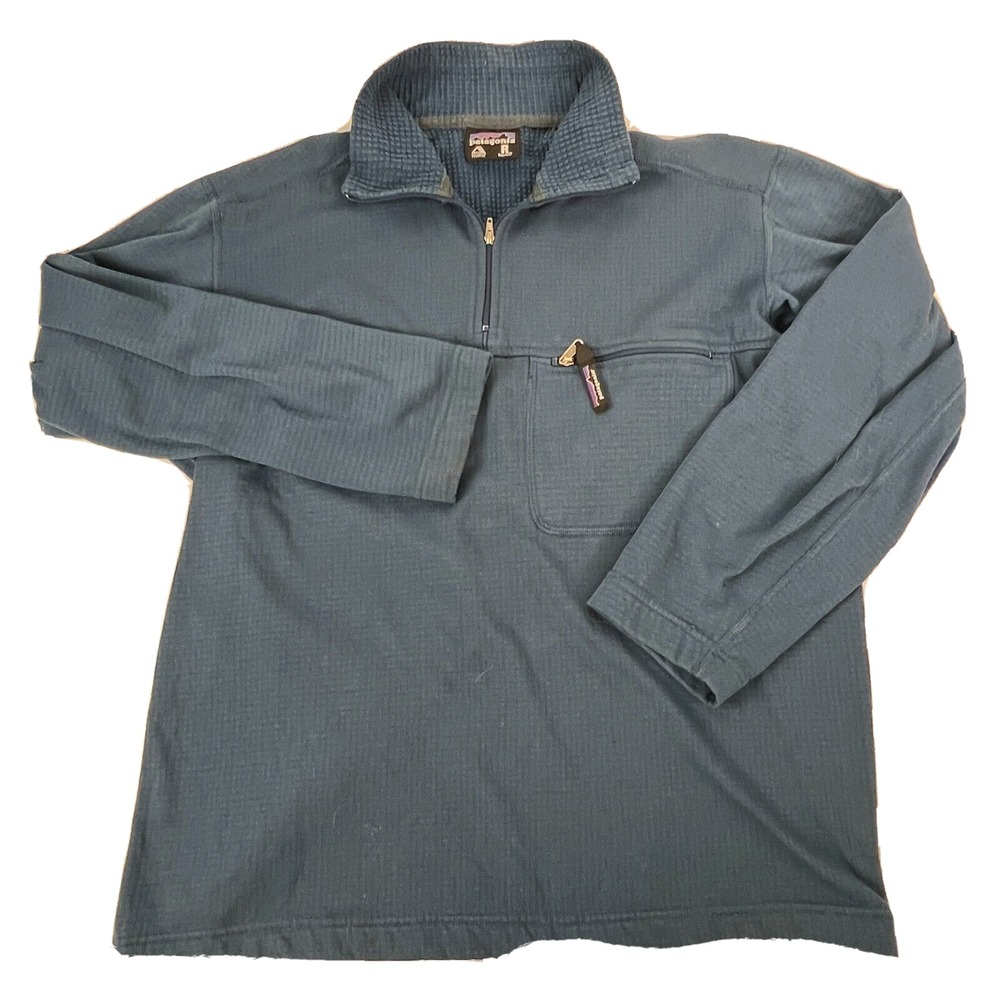 Vtg. Patagonia Jacket Mens Navy Blue Long Sleeve 1/4‎ Zip Regulator Polortec L